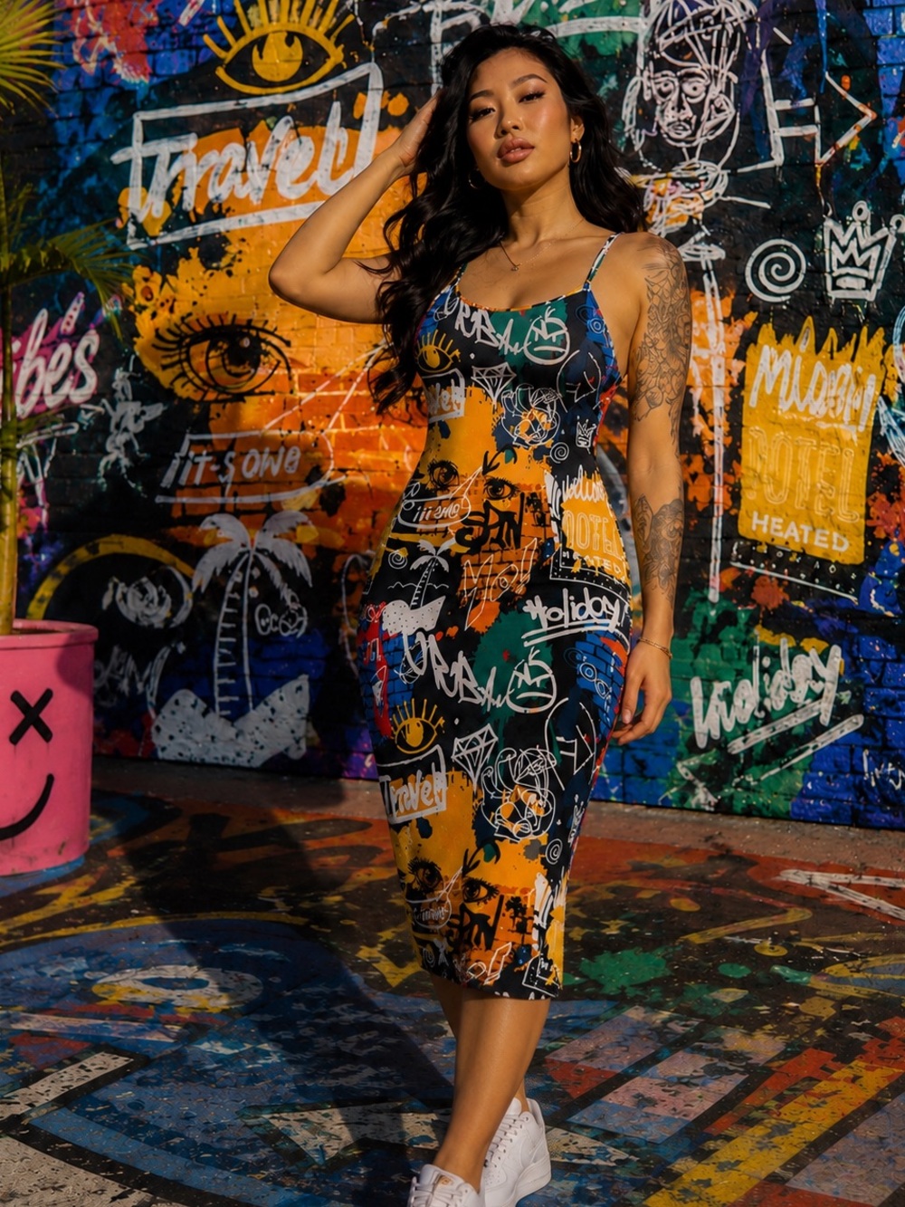 Y2K Graffiti Print Dress XL - Picture 6 of 6